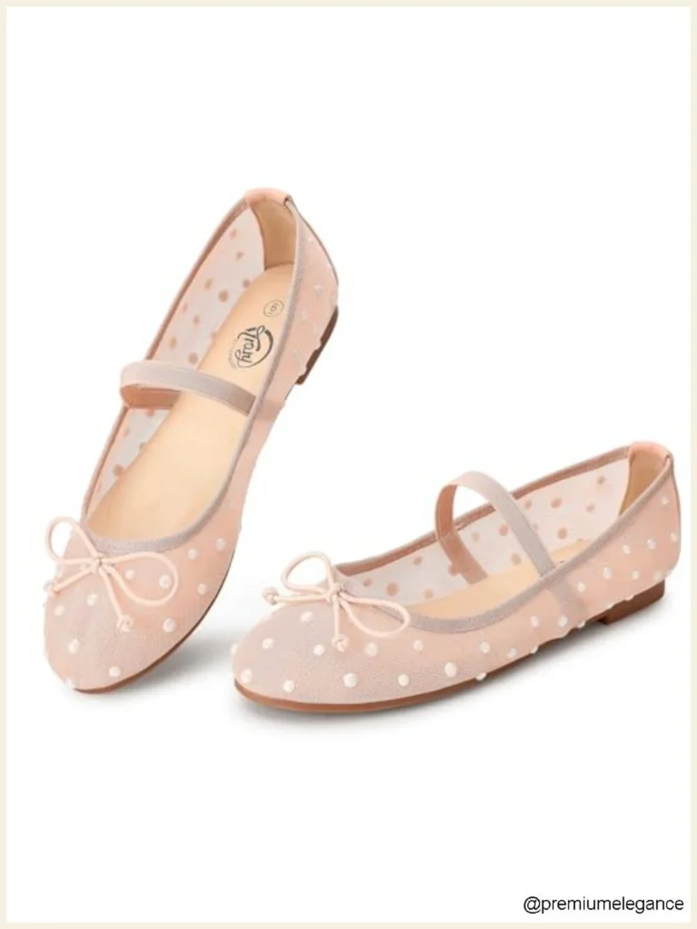 Mary Jane Flats with Bowknot and Pearl Embellishments